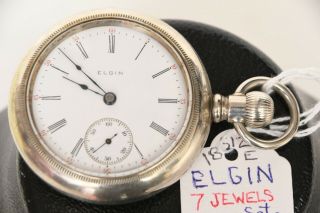 Antique Elgin 18s 7j Lever Set Silverode Case Pocket Watch