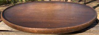 Vintage MCM wood rotating wooden table top 16”Lazy Susan Mid - Century PATINA 3