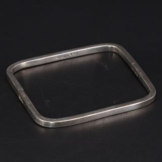 Vtg Sterling Silver Mexico Modern Solid Square 6.  5 " Hinge Bangle Bracelet - 10g