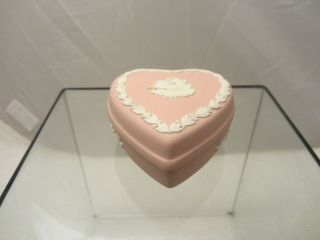 Vintage Wedgwood Pink Jasperware Lidded Heart Shaped Trinket Box Miniature