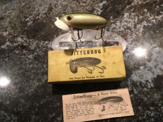 Rare Vintage War Era Fred Arbogast Jitterbug Fishing Lure Antique Tackle Box