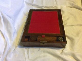 Antique English Campaign Writing Box Writing Slope Lap Desk With Inlay