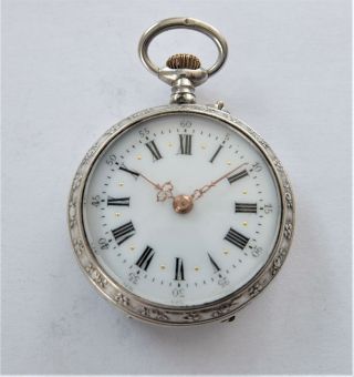 1890 Silver Cased Cylinder Pocket Watch / Fob Watch In Order