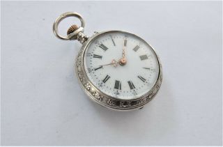 1890 SILVER CASED CYLINDER POCKET WATCH / FOB WATCH IN ORDER 2