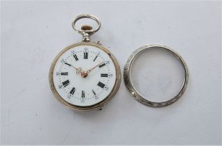 1890 SILVER CASED CYLINDER POCKET WATCH / FOB WATCH IN ORDER 3
