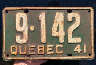 1941 Quebec License Plate Passenger Car Canada