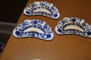 3 Antique Johnson Bros.  Holland Onion Flow Blue Bone Plates