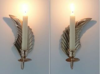 Vintage Brass Wall Mounted Candle Holders - Solid Brass Wings - Golden Wings 2