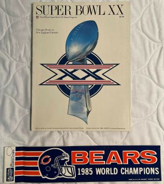 1986 Bowl Xx Program Chicago Bears England Patriots,  Bumper Sticker