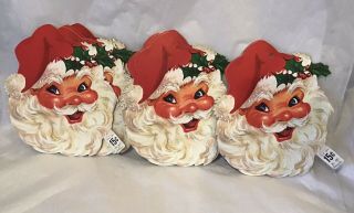 25 Vintage Christmas Die Cut Decorations Santa Claus Head Face Nos Mid Century