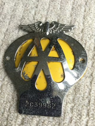A Vintage Aa Yellow Badge For The Car From 1962/1963