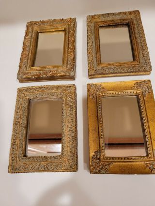 Small Decorative Wall Mirror Set Of 4 - Accent Vintage Mirrors Of 5 " Wall Decor