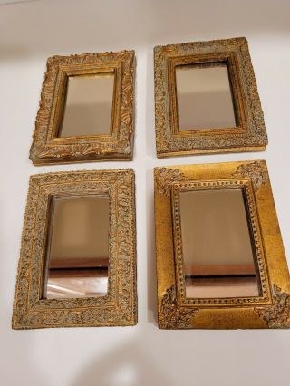 Small Decorative Wall Mirror Set of 4 - Accent Vintage mirrors of 5 