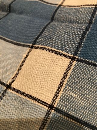 Vintage Blue & White Checkerboard Linen Tablecloth Square Crisp Colors.
