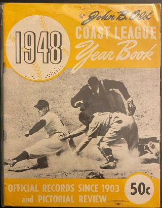 1948 John B.  Old Pacific Coast Baseball League Yearbook Official Records