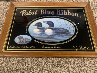 Vintage 1991 PABST BLUE RIBBON Beer Mirror COMMON LOON 2