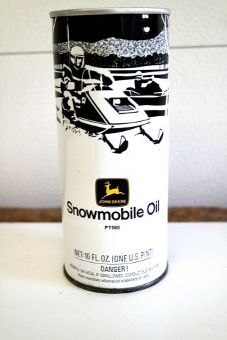 Vintage John Deere Snowmobile 2 Cycle Oil Can - 16 Oz Metal Can - Full