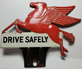 Mobil Pegasus Drive Safely License Plate Topper - Usa
