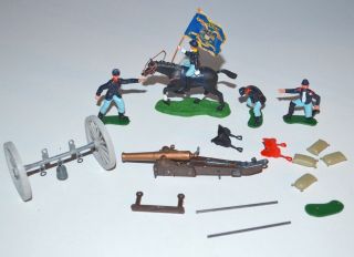 Vintage 1960s Britains Plastic American Civil War Union Cannon Cavalry Figures