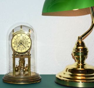 Kundo Vintage - 400 Day Anniversary Glass Dome Clock.  Made In Germany.  Running.
