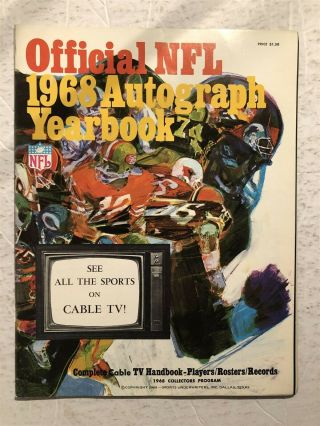 1968 Nfl Autograph Yearbook Bart Starr Unitas Sayers Brian Piccolo Dick Butkus