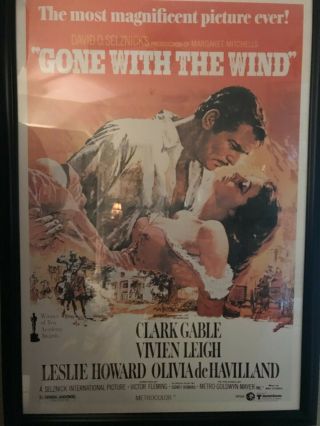 Gone With The Wind Vintage Movie Poster Framed.  1980