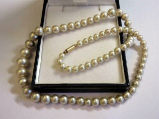 Vintage Art Deco Faux Pearl Necklace With A 9ct Gold Barrel Clasp By Ciro