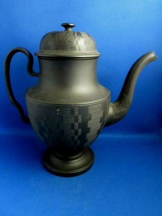 Antique 18th/ 19thc Black Basalt Engine Turned Large Coffee Pot C1800 - Spode
