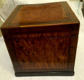 Vintage Antique Art Deco Period Wooden Burr Walnut Veneer Tobacco Box Inc Weight