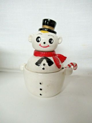 Vintage Shafford Snowman Stacking Sugar S & P / Spoon