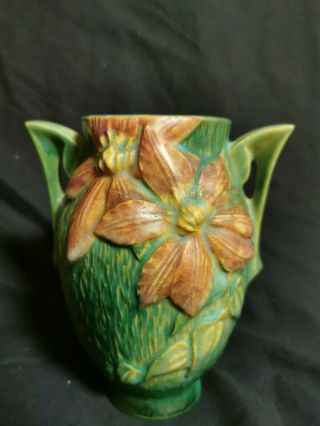 Vintage 6 1/2 " Roseville Pottery Vase Floral