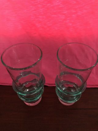 2 Vintage UNIQUE Iced Tea Glassware with 2 Green Glass Rings 2