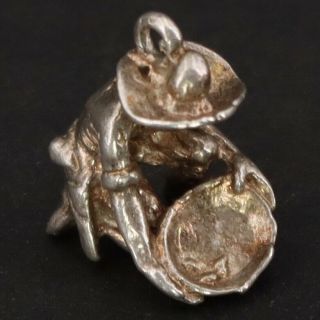Vtg Sterling Silver - Gold Panner Miner Prospector Man Bracelet Charm - 1.  5g