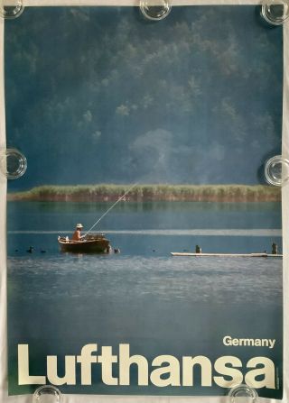 Poster – “lufthansa: Germany” (fishing On A Lake),  A1 (84x59 Cm) - Probably 1981