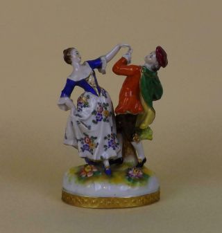 Antique Porcelain German Volkstedt Dresden Figurine Of Young Dancing Couple
