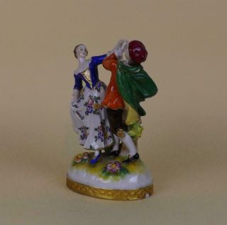 Antique Porcelain German Volkstedt Dresden Figurine of Young Dancing Couple 3
