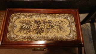 Victorian Mahogany Framed Bead Work Tray Large Size.