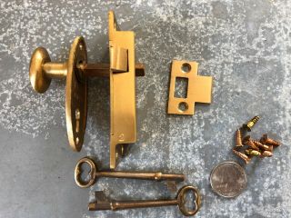 Vintage Norwalk Lock Co Cabinet Latch W/ Skeleton Keys Old Stock Nos