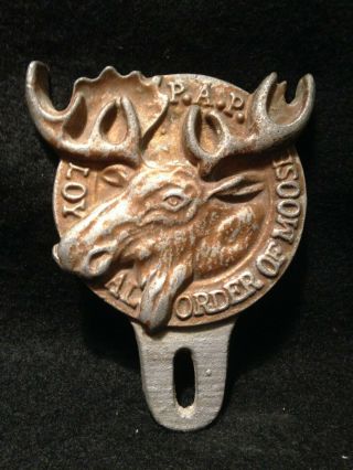 Vintage Loyal Order Of Moose P.  A.  P.  Metal License Plate Topper