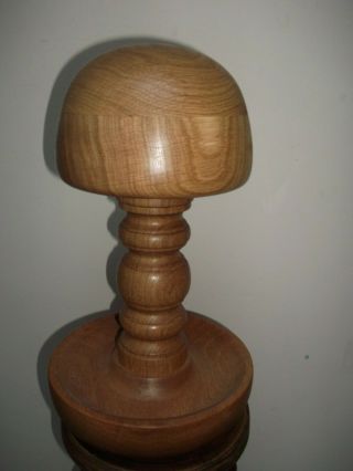 Millinery Hat Block,  Modern Round Wooden On Stand,  Shop Display Hat/wig Stand
