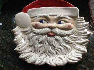 Vintage,  1979,  13” Santa Claus Ceramic Cookie Platter Or Christmas Decor Euc