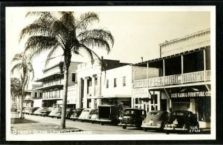 Vintage Rppc Postcard Street Scene Umatilla Florida Dixie Radio Virginian Apart.