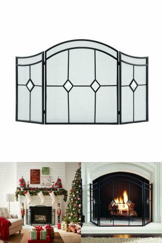 Diamond Espresso Steel 3 - Panel Fireplace Screen
