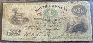 1873 South Carolina Rail Road Company 1 Fare Ticket To Charleston For 25 Miles