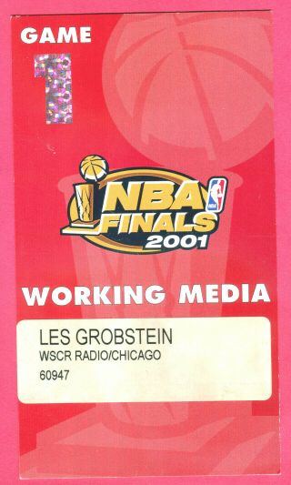 Kobe Bryant Scarce 2001 Nba Lakers Finals Gm 1 Press Pass - 6/6/01 Vs.  76ers