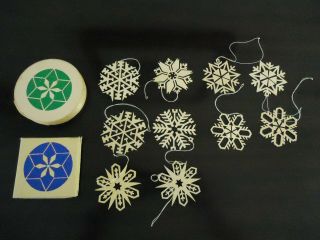 Vtg.  Erzgebirge Die Cut Wood Snowflake Ornaments East Germany With Boxes