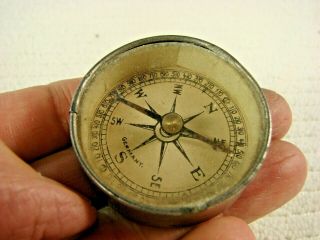 Antique Pocket Compass With Mirrored Back Made In Germany