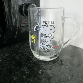Vintage Snoopy Glass Coffee Mug " Life 