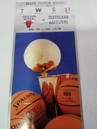 Feb 17 1992 Chicago Bulls Vs Cleveland Cavaliers Ticket Stub Michael Jordan