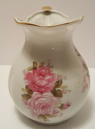 Vintage Norcrest Pitcher Bowl Wash Basin Fine China White Pink Roses Japan L372 3